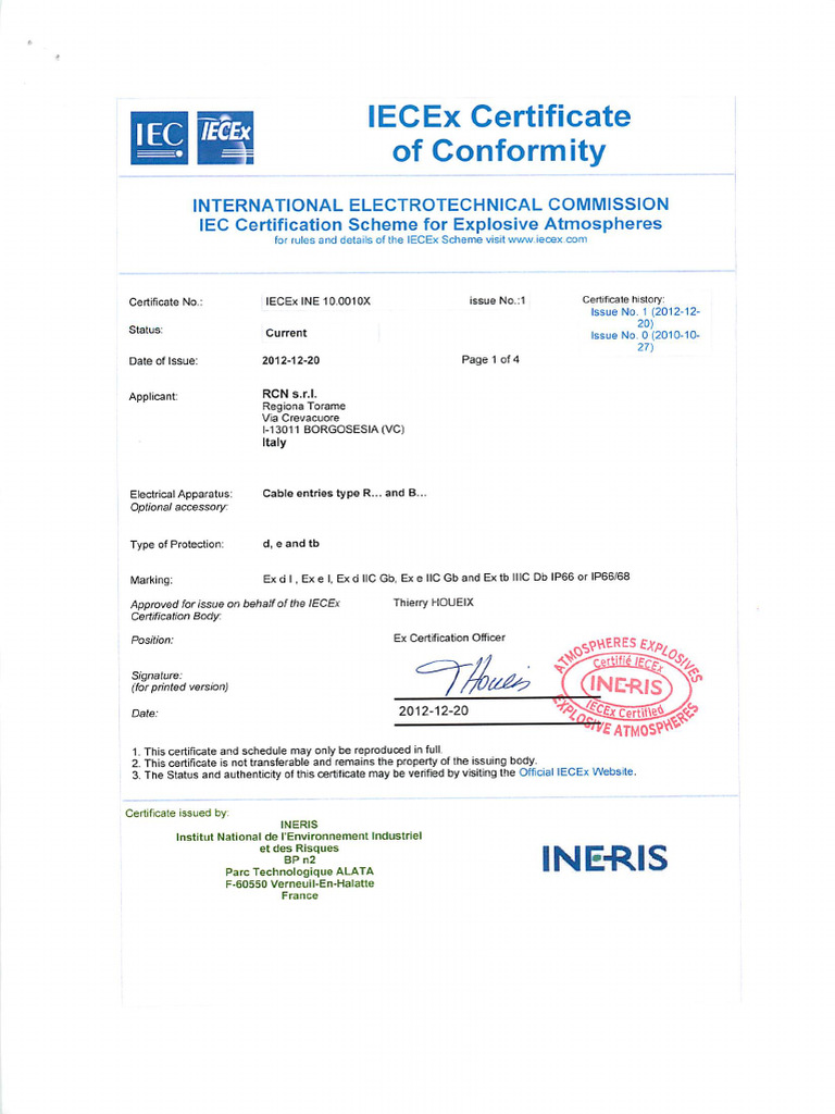 IECEx INE 10.0010X - 1 - en | PDF