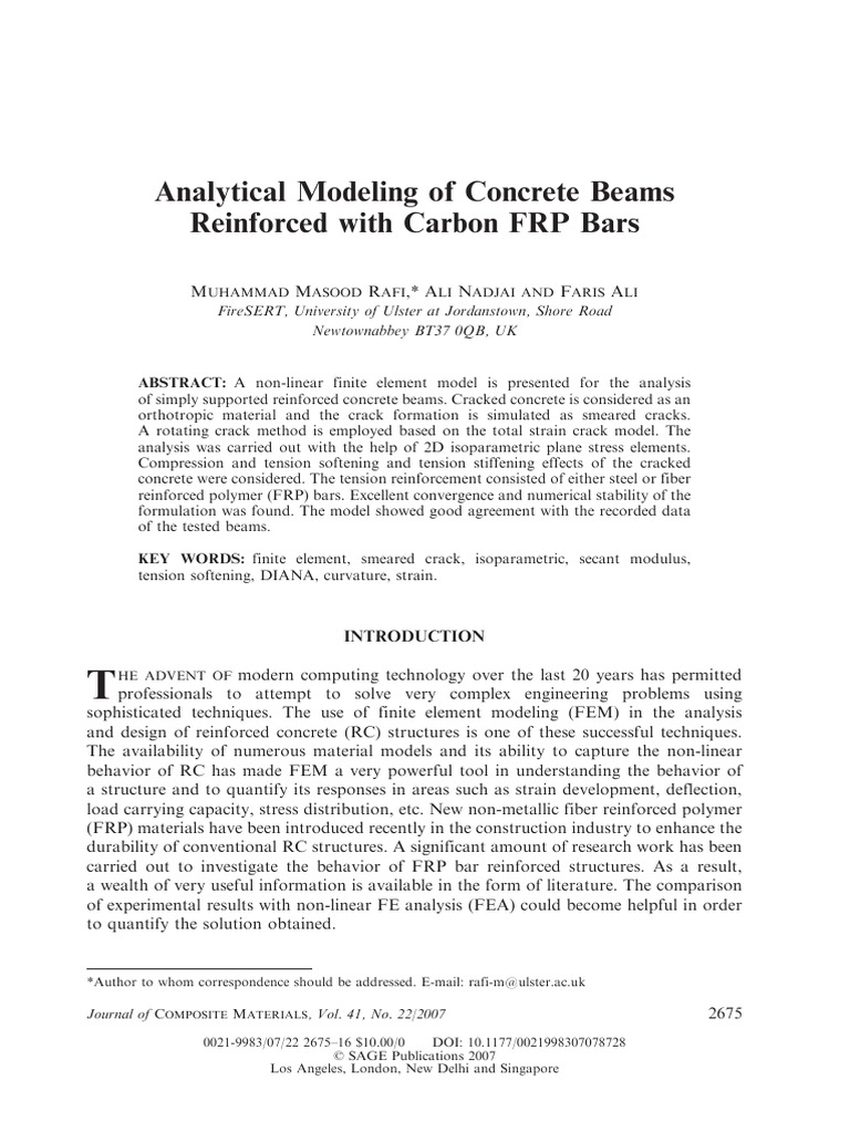 Analytical Modeling of Concrete Beams Reinforced With Carbon FRP Bars ...