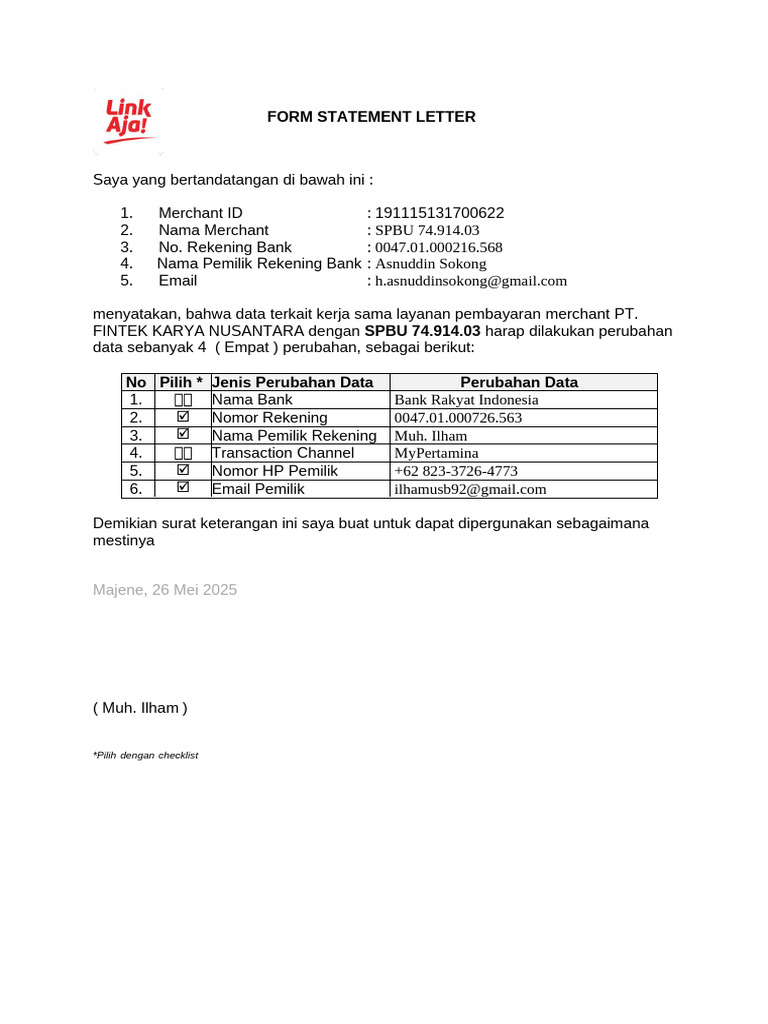 Form Statement Letter v.2 | PDF