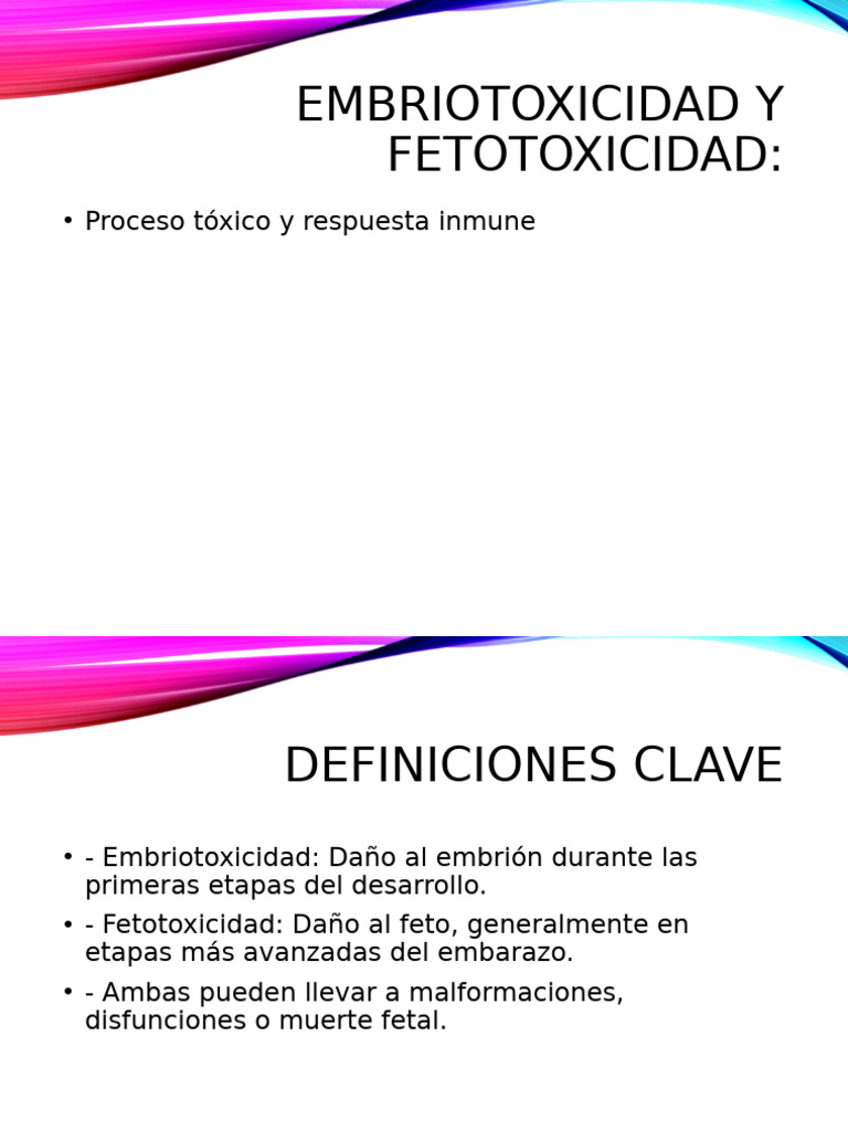 Embriotoxicidad y Fetotoxicidad: Claves | PDF