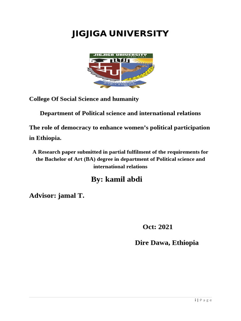 Enhancing Women's Political Participation in Ethiopia | PDF | Democracy ...