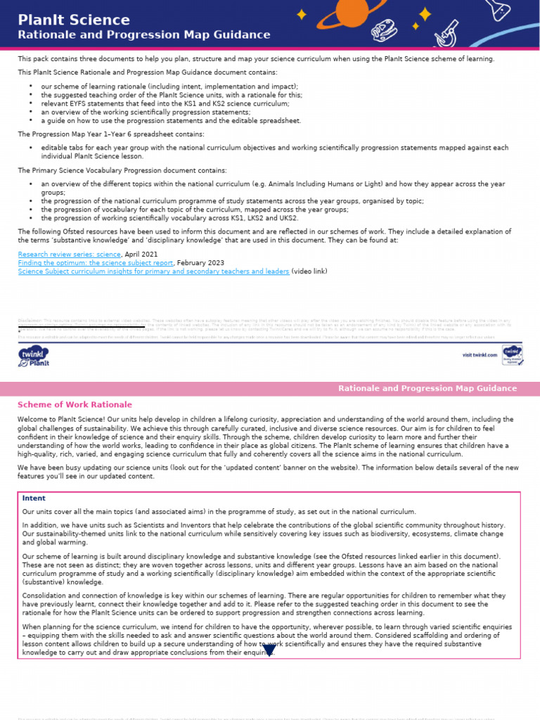 PlanIt Science Curriculum Guidance | PDF | Curriculum | Science