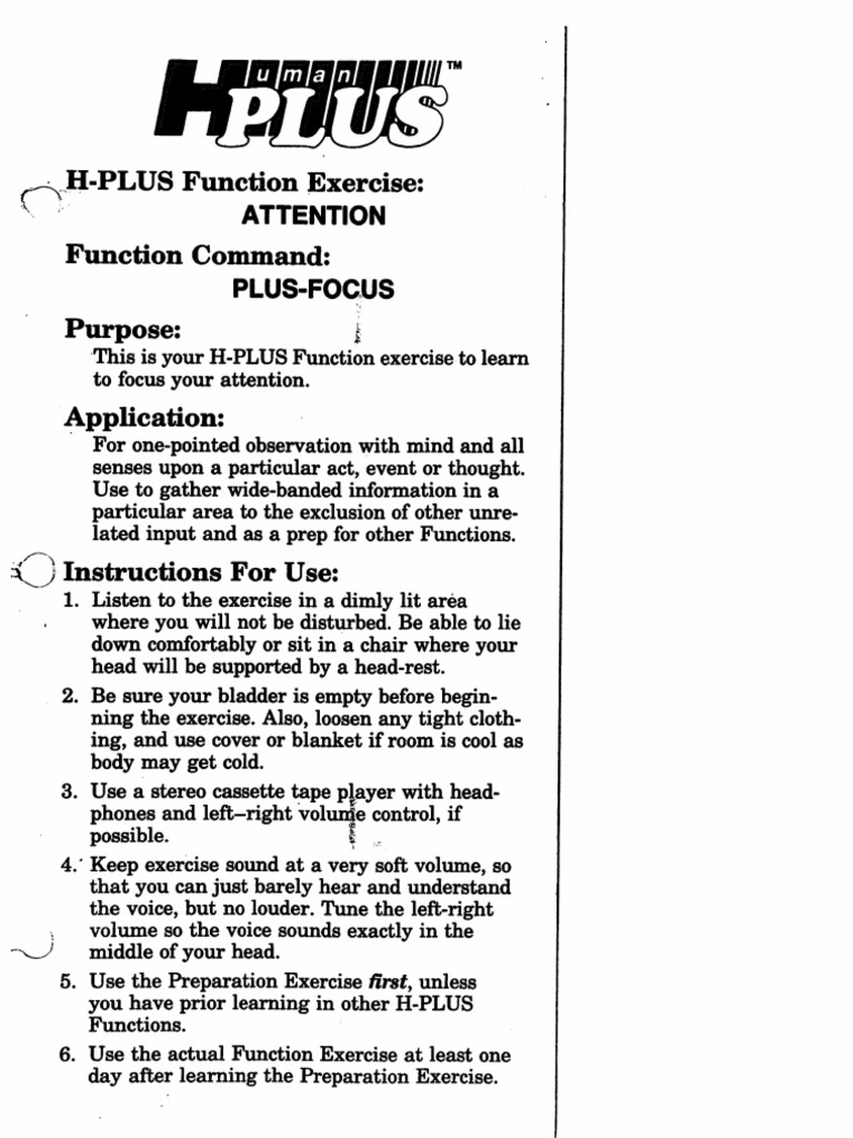 H-PLUS Attention Focus Exercise Guide | PDF | Psychological Concepts ...