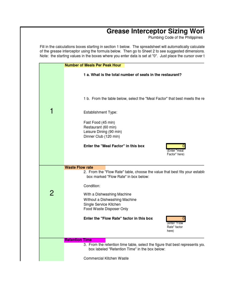Grease Interceptor Sizing Tool 22APR08 PDF Volume Building