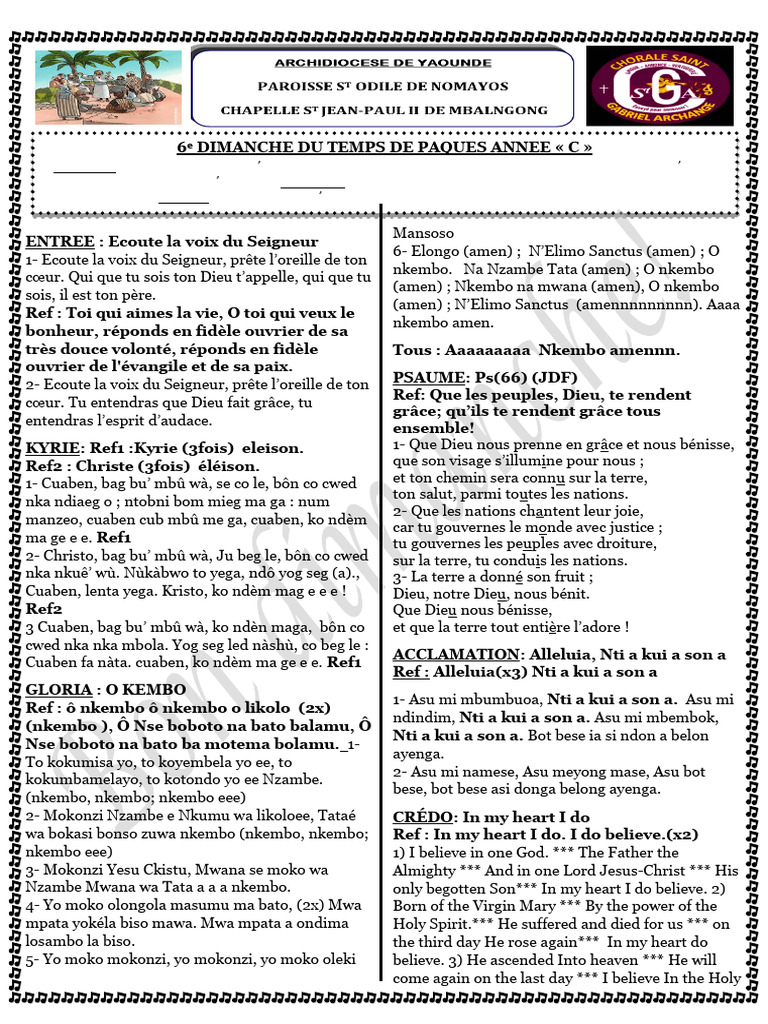6e Dimanche de Pâques - Année C | PDF | Liturgie et culte chrétien ...