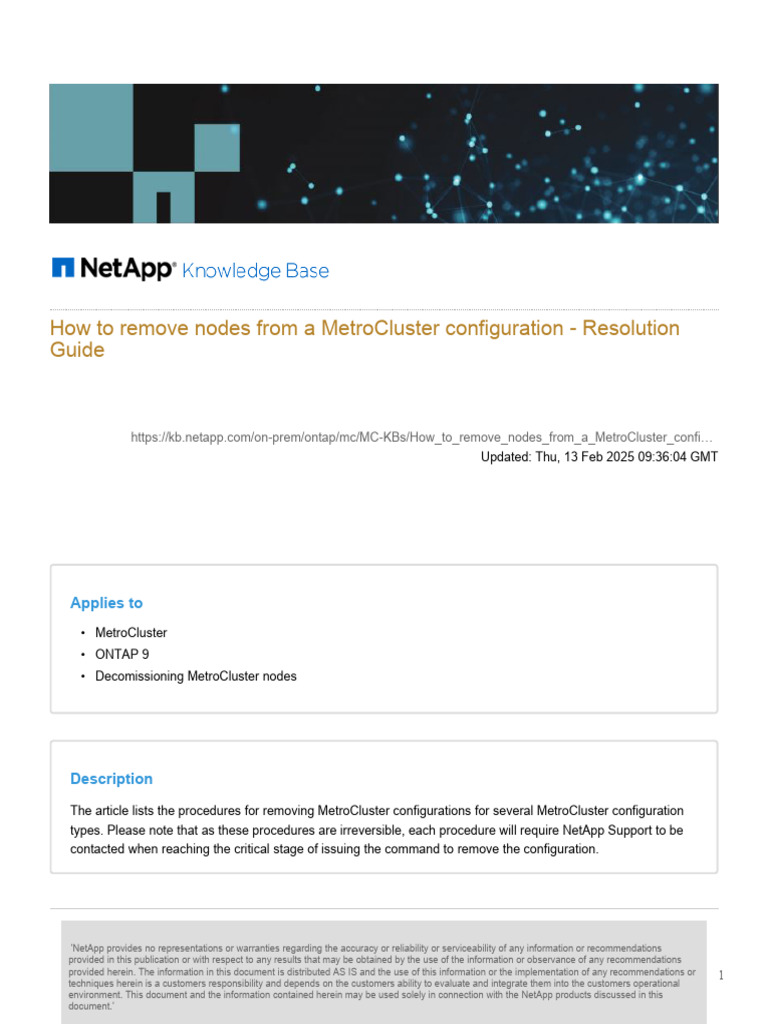 Remove Nodes from MetroCluster Guide | PDF | Data | Computer Architecture