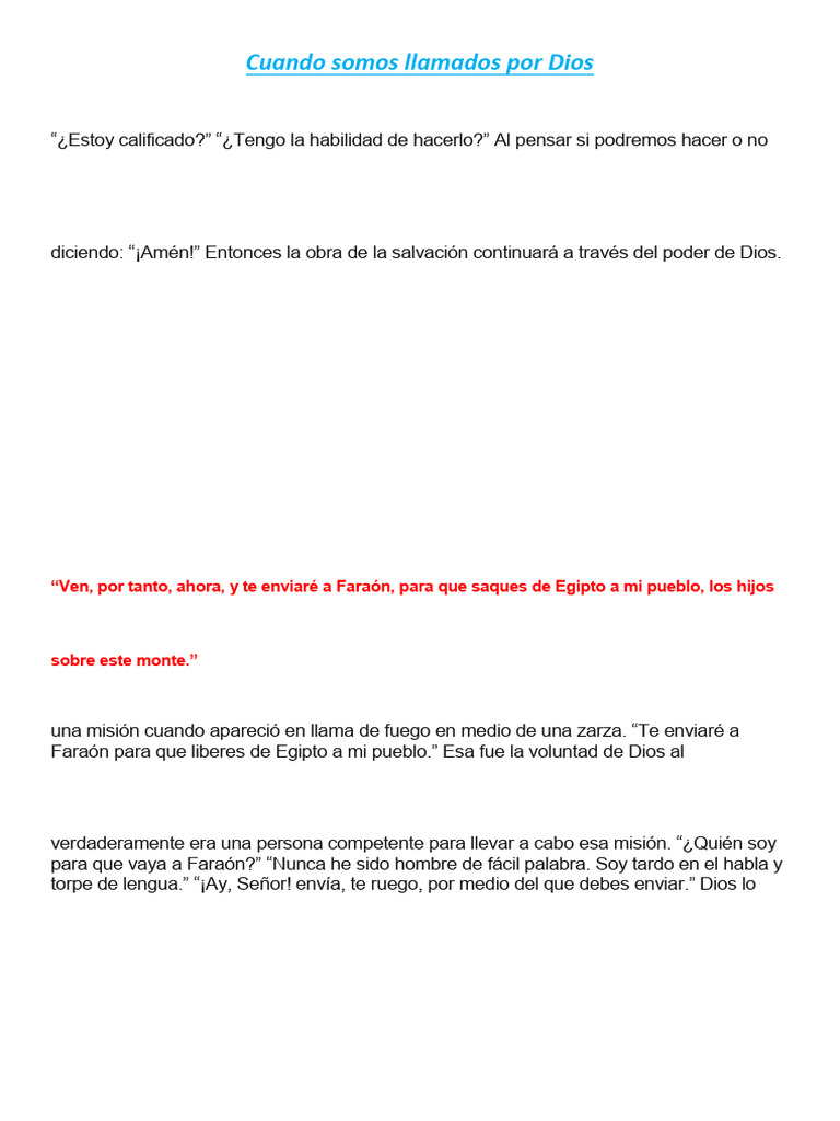 Llamado de Dios: Fe y Obediencia | PDF | Moisés | Dios