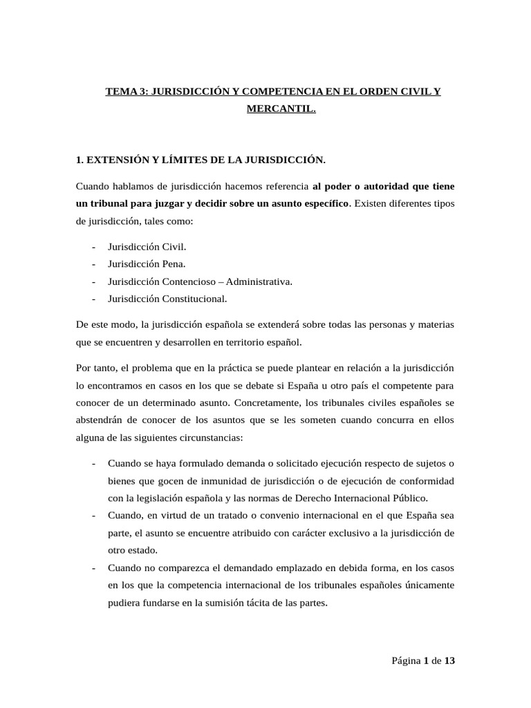 Jurisdicción y Competencia Civil y Mercantil | PDF | Jurisdicción ...