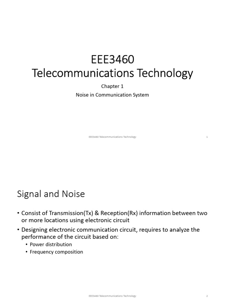 Noise and Signal Analysis in EEE3460 | PDF | Decibel | Signal To Noise ...