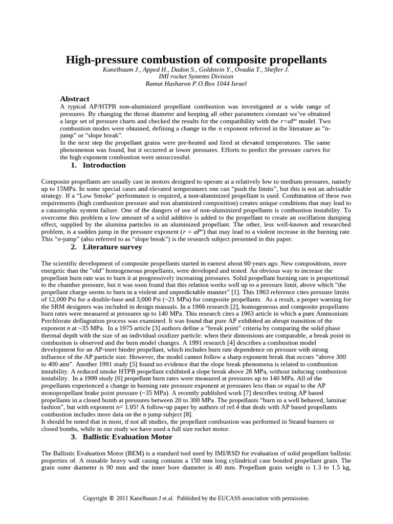 High-Pressure Combustion of Composite Propellants | PDF | Rocket ...