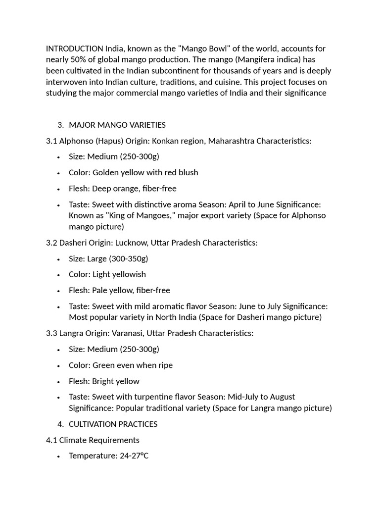Major Mango Varieties of India Explained | PDF