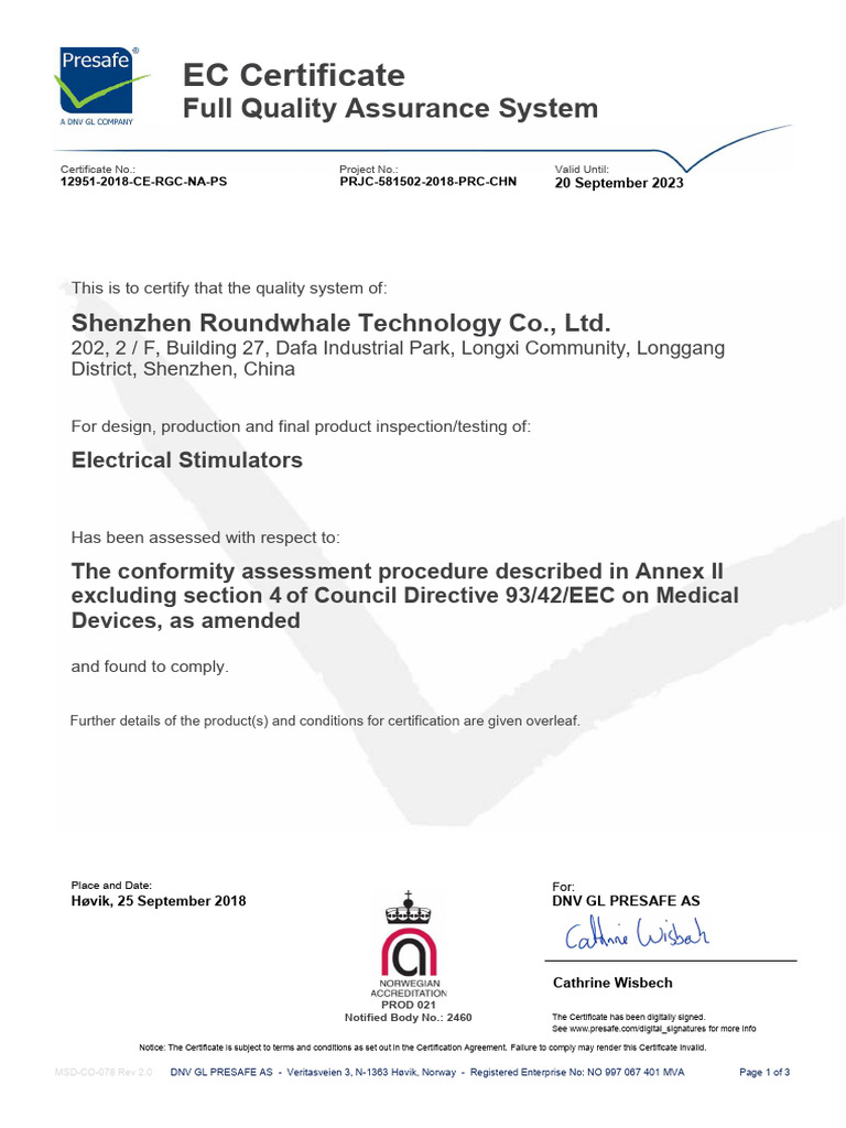 CERTIFICADO CE Certificate-Rc1 | PDF