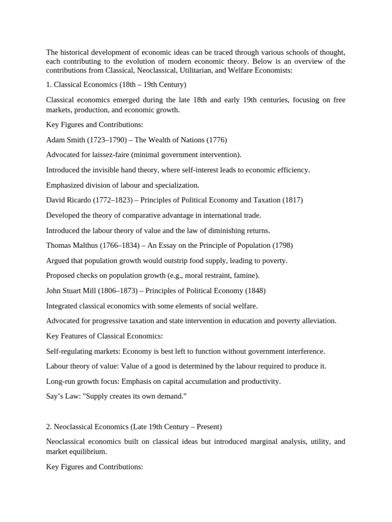 Evolution of Economic Thought Overview | PDF | Economics | Neoclassical ...