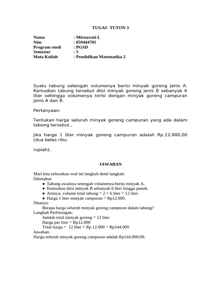 Harga Minyak Goreng Campuran Rp144.000 | PDF