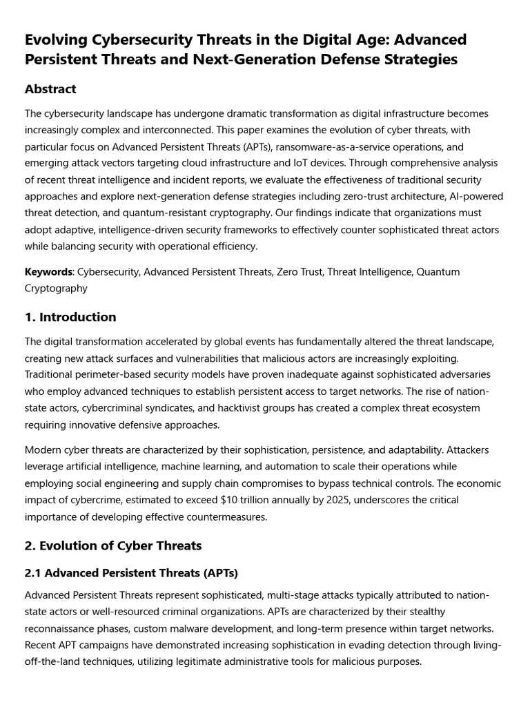 Cybersecurity Threats & Defense Strategies | PDF | Security | Computer ...