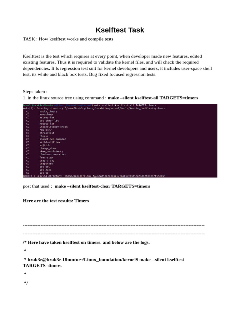 Kselftest Timers: Kernel Testing Guide | PDF | Kernel (Operating System ...