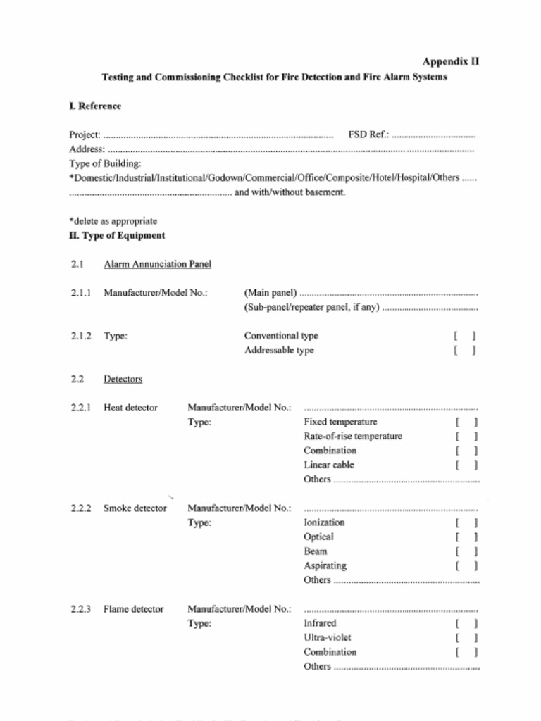 Testing and Commissioning Checklist For Fire Detection and Fire Alarm ...