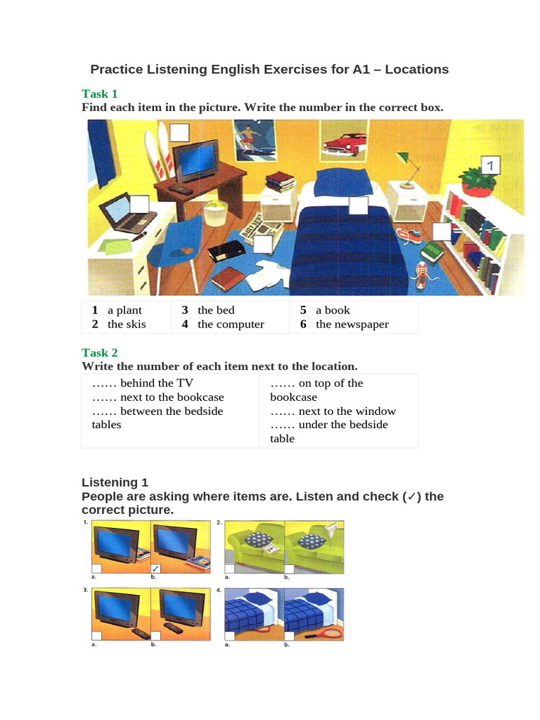 Practice Listening English Exercises For A1 Loca Pdf