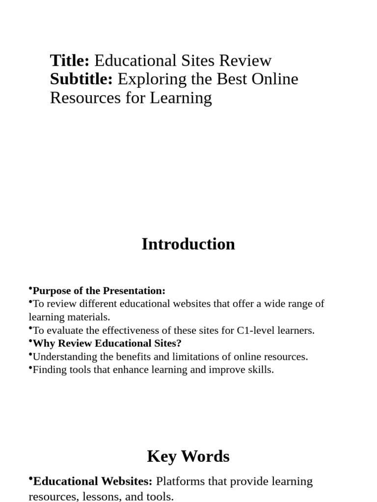 Best Educational Websites for C1 Learners | PDF | Educational ...