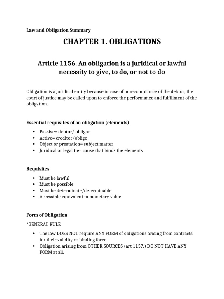 Law and Obligation Summary | PDF | Law Of Obligations | Negligence