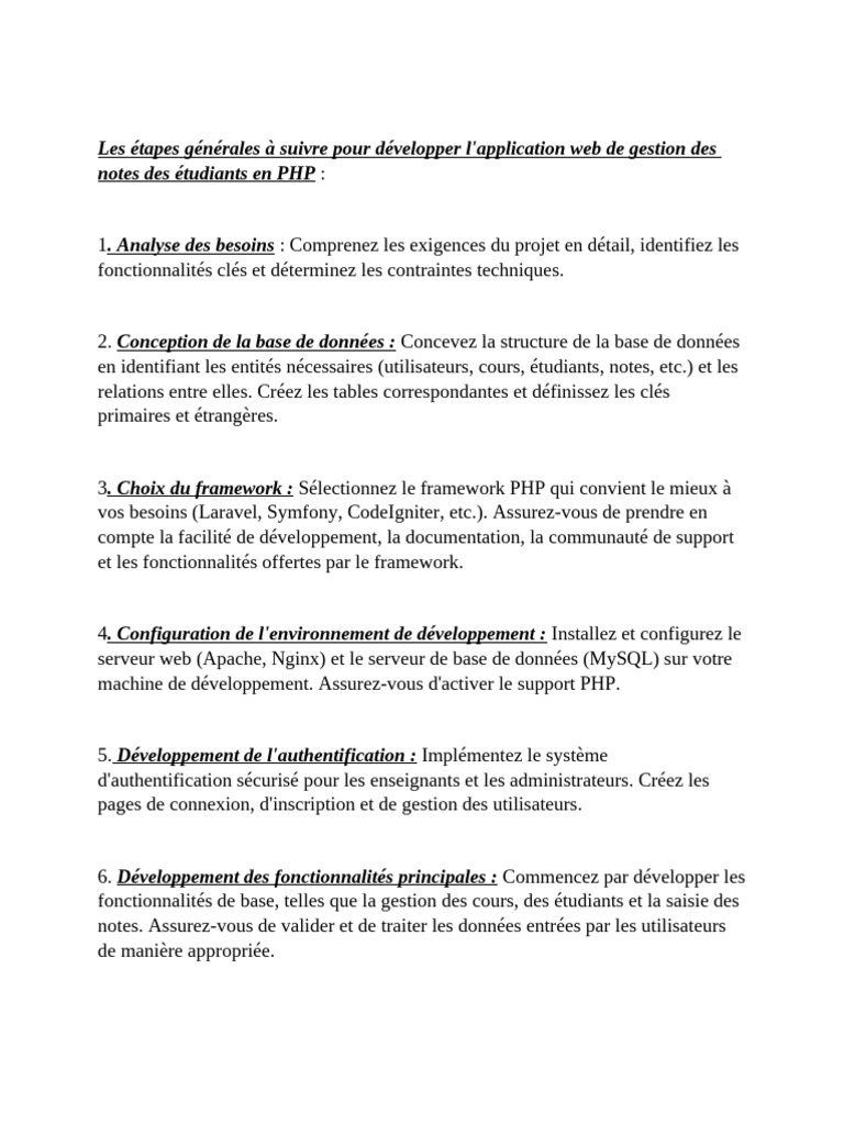 Développement d'une appli de gestion des notes | PDF | PHP | Internet