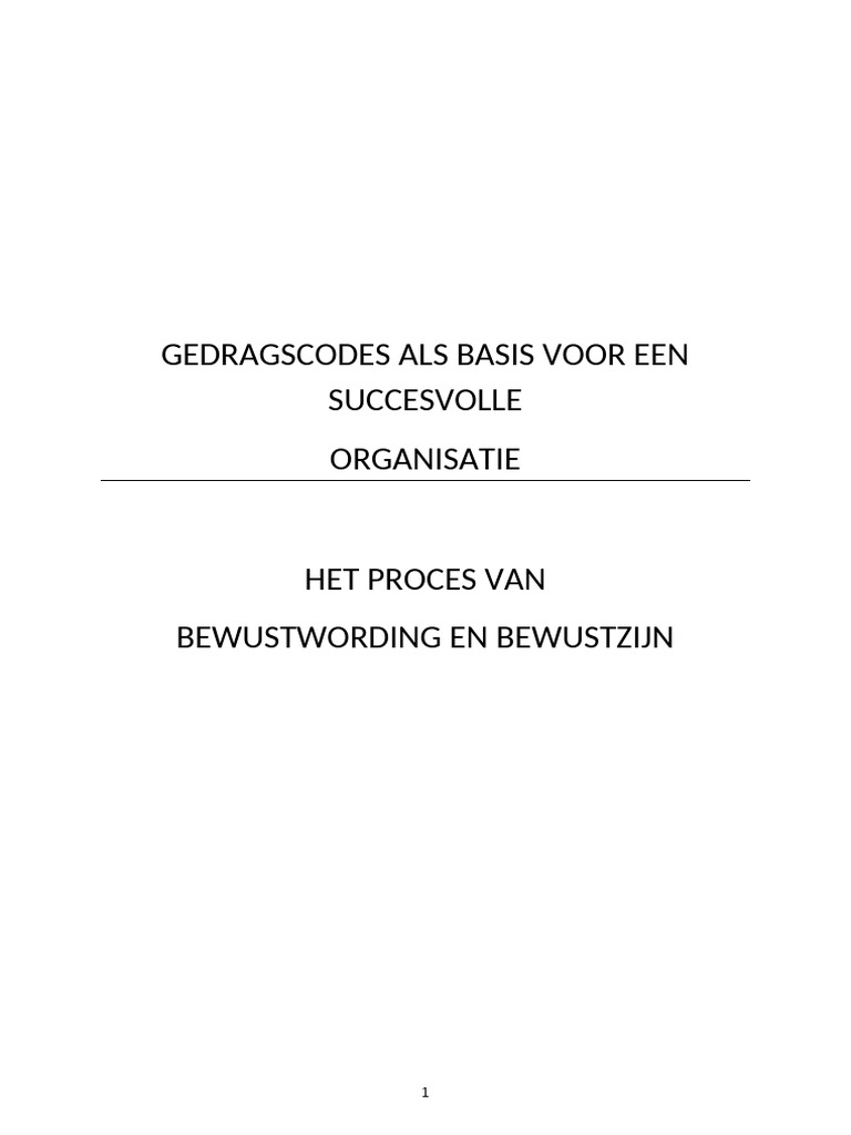 Gedragscodes Als Basis Voor Een Succesvolle | PDF
