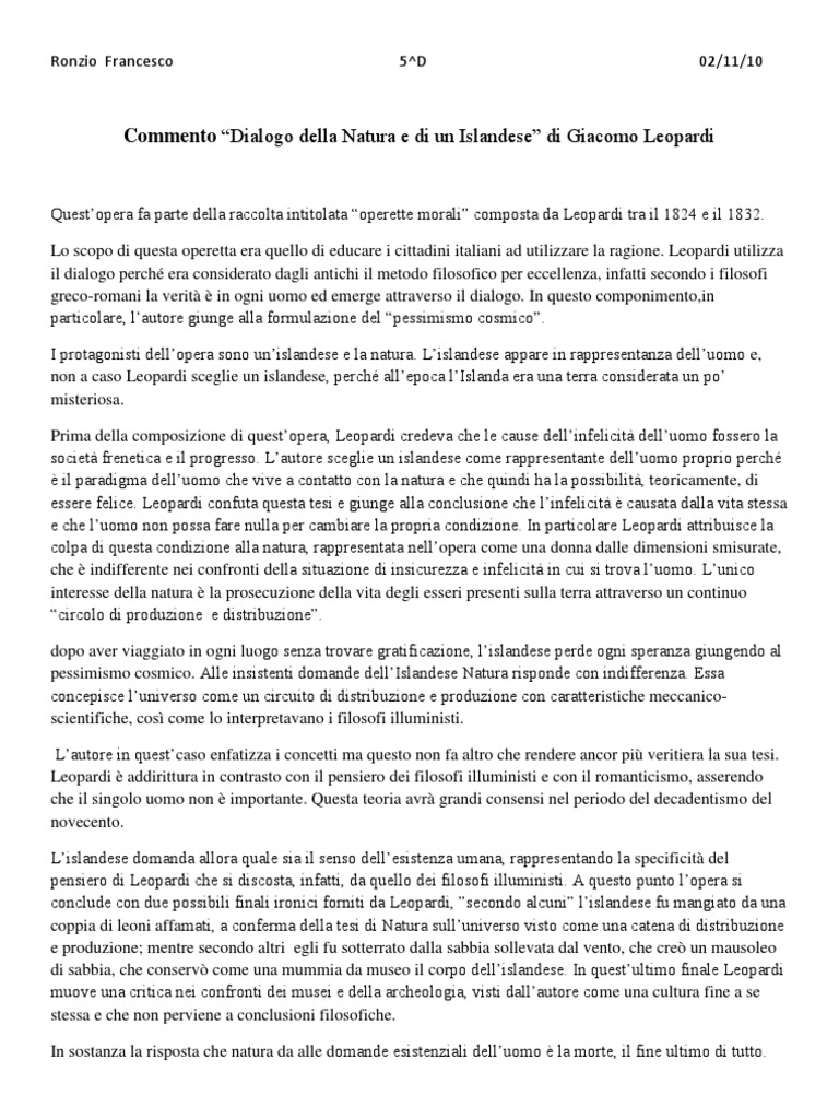 Dialogo Della Natura E Di Un Islandese Esercizi Svolti