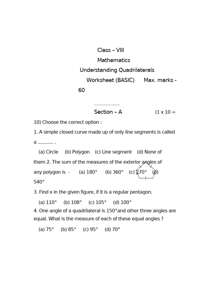 WORKSHEET-understanding Quadrilaterals | PDF | Rectangle | Euclidean ...