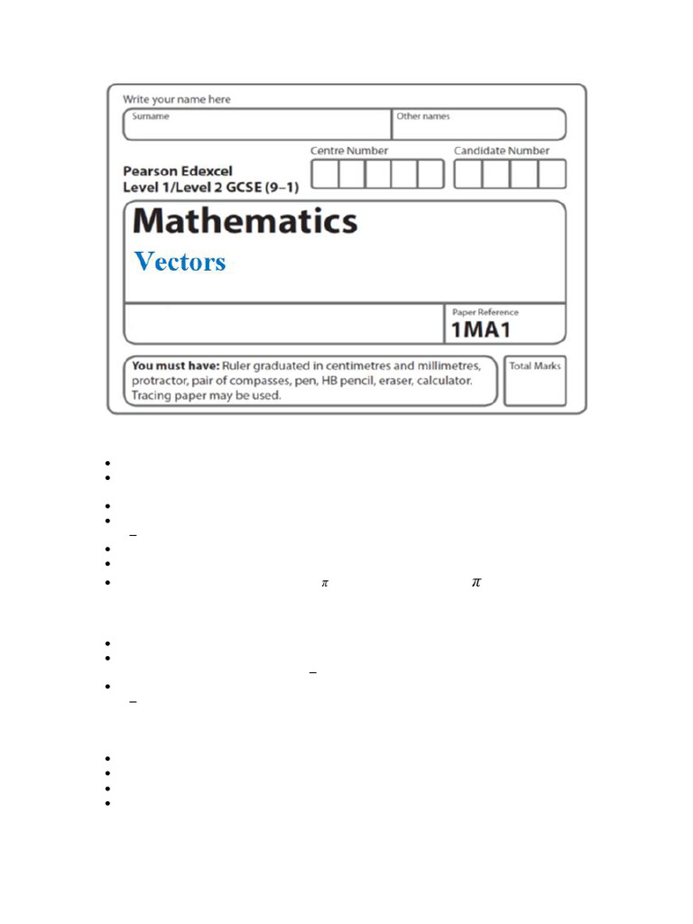55a Vectors - H - Question Paper | PDF | Physics | Classical Geometry
