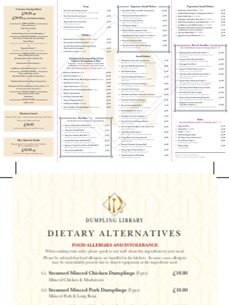 Dumpling Library Menu Jan 25 | PDF | Dumpling | Thai Cuisine