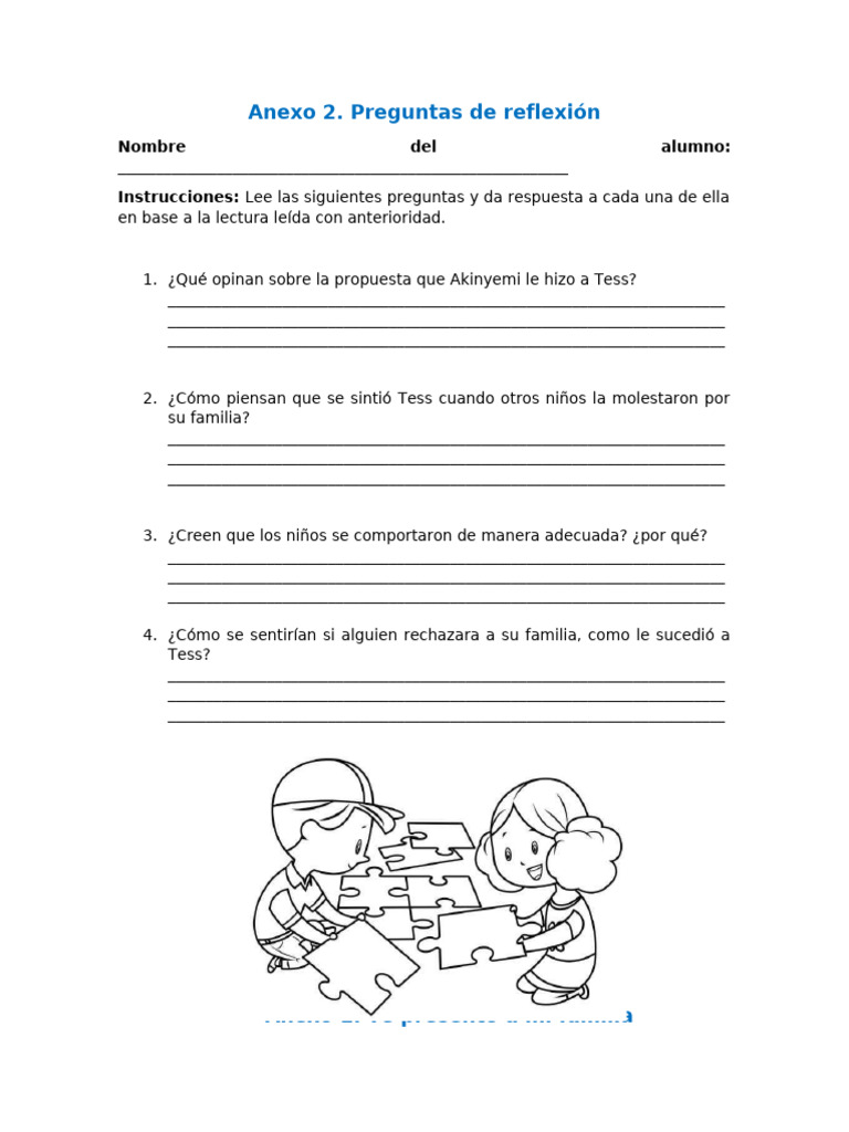 Reflexiones sobre la familia en actividades | PDF