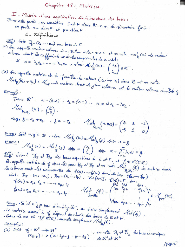Chapitre 18 - Matrices | PDF