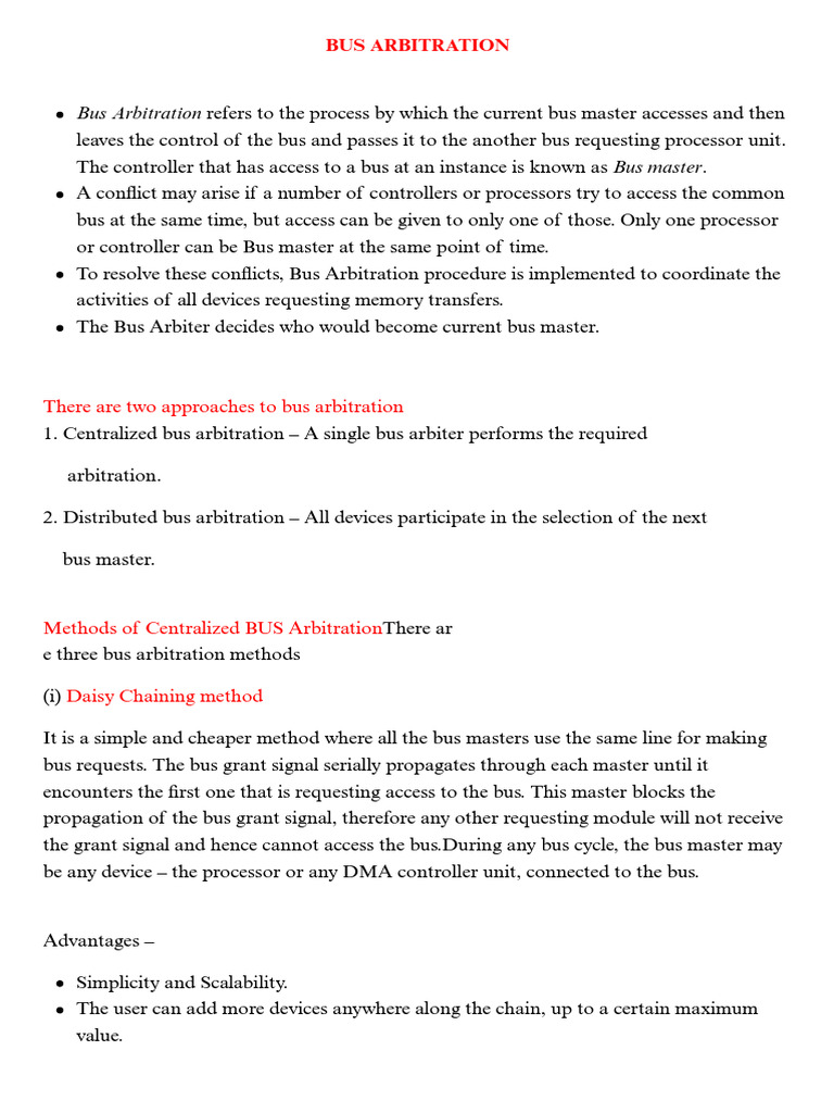Bus Arbitration Methods Explained | PDF | Digital Technology | Electronics