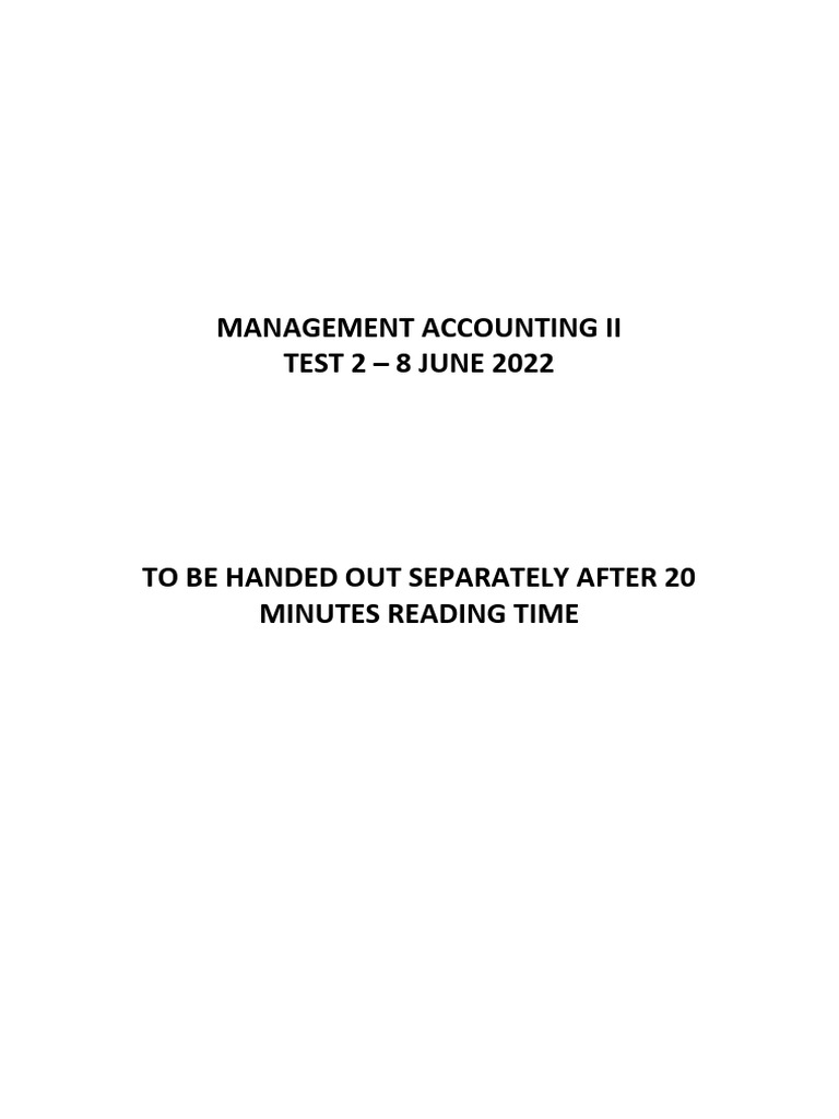 Management Accounting II Test 2 Analysis | PDF | Financial Economics ...