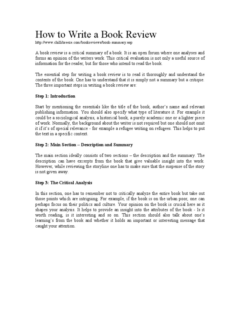 How To Write A Book Review  PDF  Books