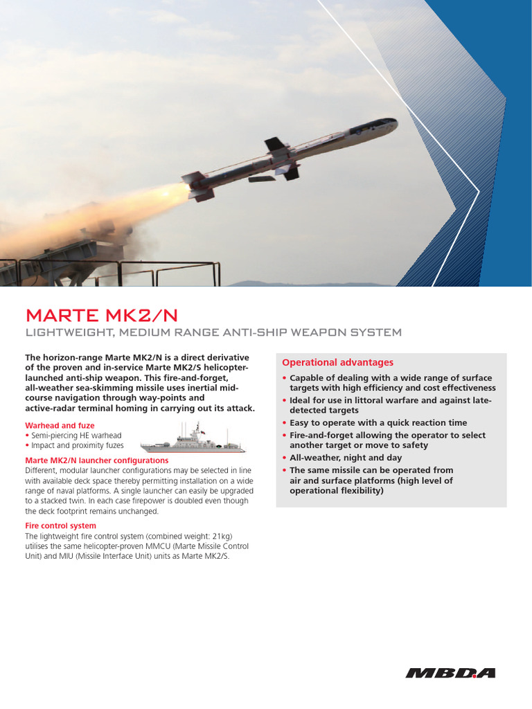Marte MK2/N Anti-Ship Missile System | PDF | Missile | Fire Control System