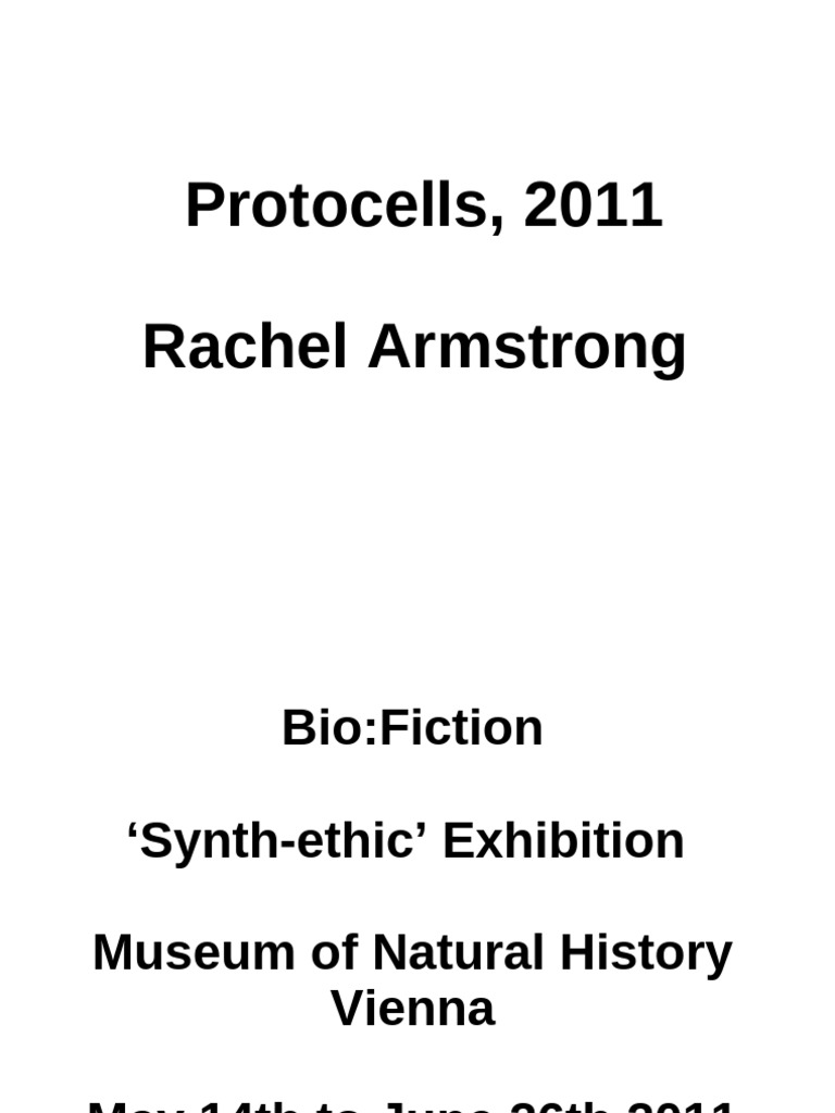 Protocells, 2011, by Rachel Armstrong | PDF