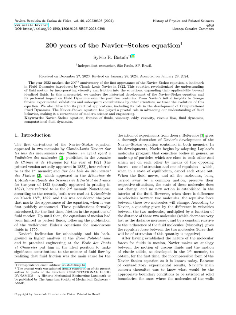200 Years of the Navier-Stokes Equation | PDF | Fluid Dynamics ...