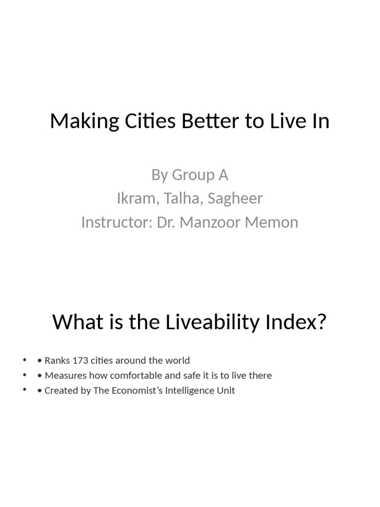 Enhancing Urban Liveability: Key Insights | PDF