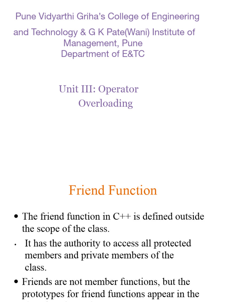 C++ Operator Overloading & Friend Functions | PDF | Scope (Computer ...