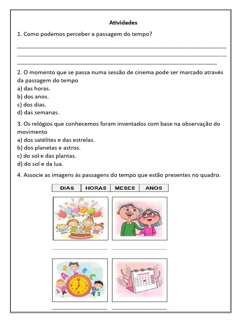 Atividades sobre a Passagem do Tempo | PDF