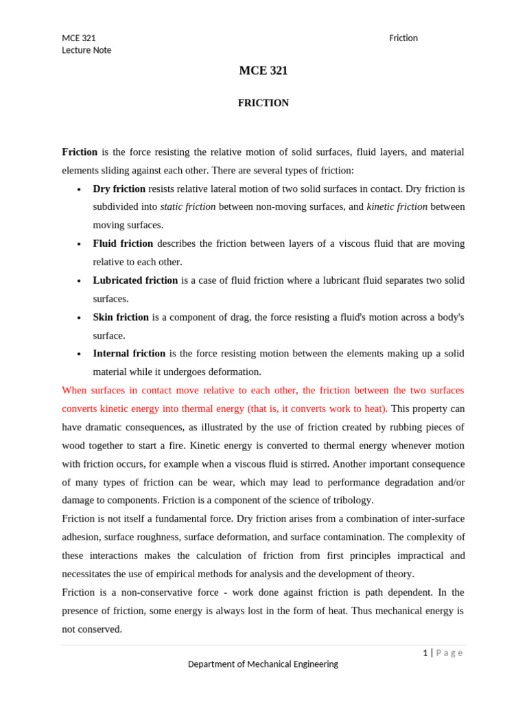 Understanding Friction in Mechanics | PDF | Friction | Force