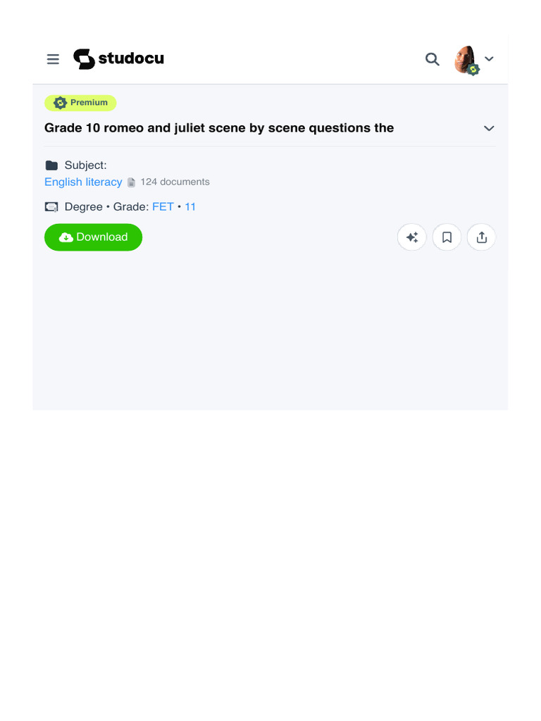 Grade 10 Romeo and Juliet Scene by Scene Questions The - Grade 10 Romeo ...