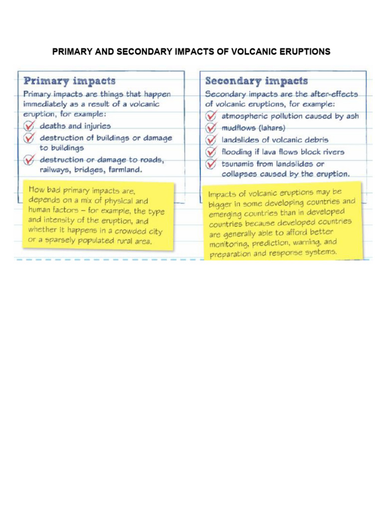 Primary and Secondary Impacts of Volcanic Eruptions PDF | PDF