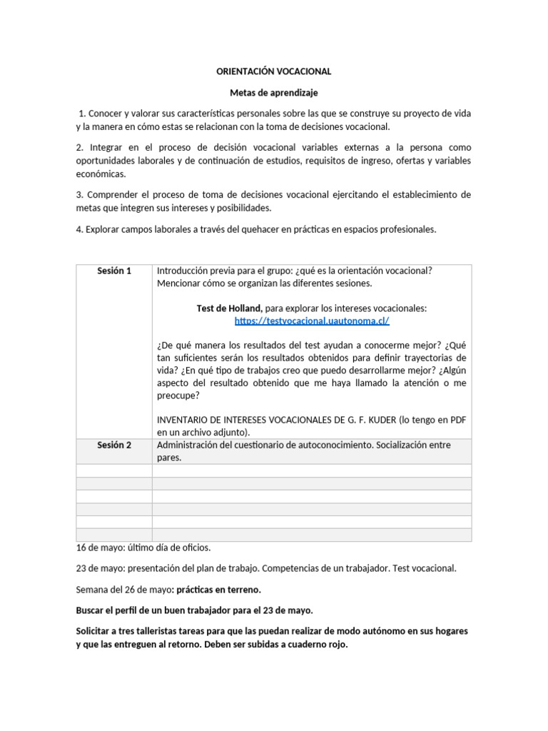 Guía de Orientación Vocacional Integral | PDF | Blog | Toma de decisiones