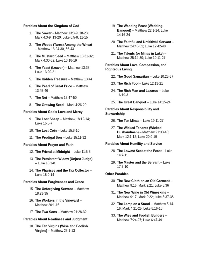 Key Parables of the Kingdom of God | PDF | Parables Of Jesus ...