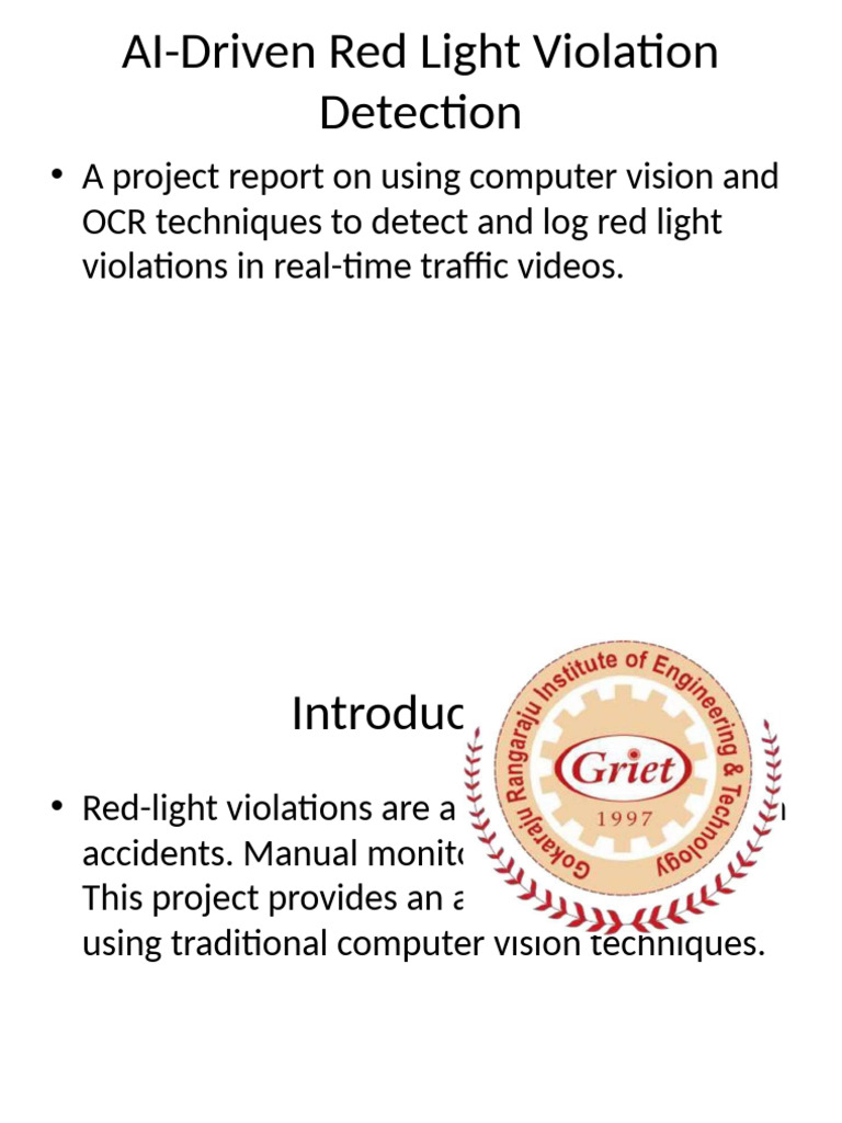 AI Red Light Violation Detection System | PDF | Optical Character ...