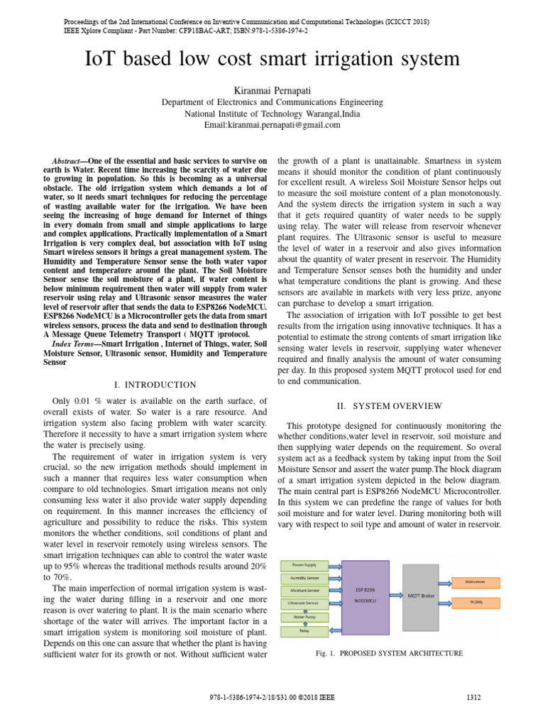 Ece IoT Based Low Cost Smart Irrigation System | PDF | Internet Of ...