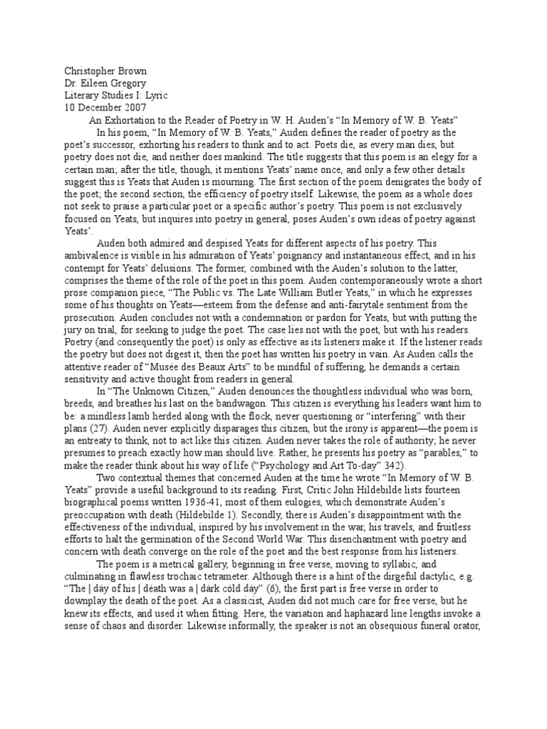 Wh auden poem funeral blues image