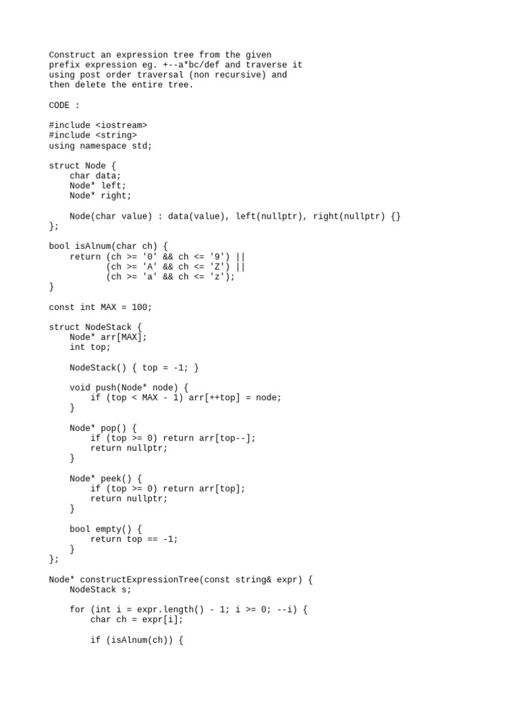 Constructing Expression Trees in C++ | PDF